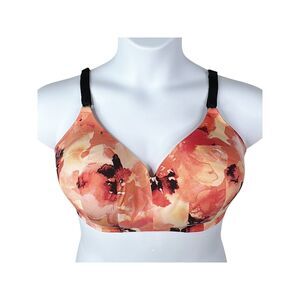 Torrid Curve Wire Free Lightly Lined Everyday Bra sz 38DD * Orange Watercolor